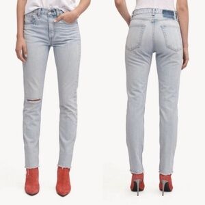 Rag & Bone The Dre Distressed Raw Hem Jean in Glena Light Wash Size 27